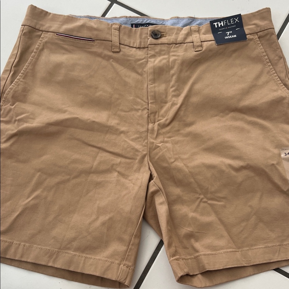 Tommy Hilfiger Men's Khaki Flat-Front Chino Shorts